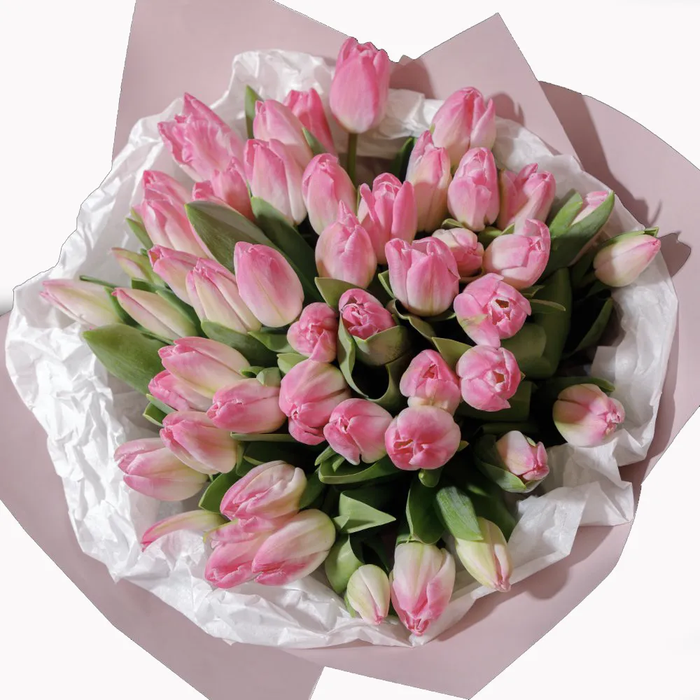 Buchet Generos cu 49 de Lalele Roz – Delicatețe în Stil Clasic - imagine 2